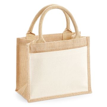 Cotton pocket jute gift bag - Natural - One size