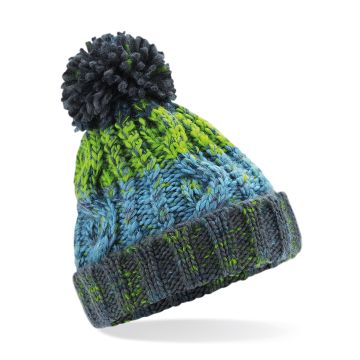 Junior corkscrew pom pom beanie