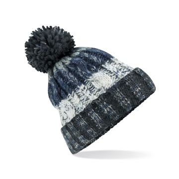 Corkscrew pom pom beanie