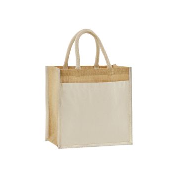 Cotton pocket natural starched jute midi tote - Natural - One size