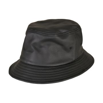 Imitation leather bucket hat (5003IL) - Black - One size